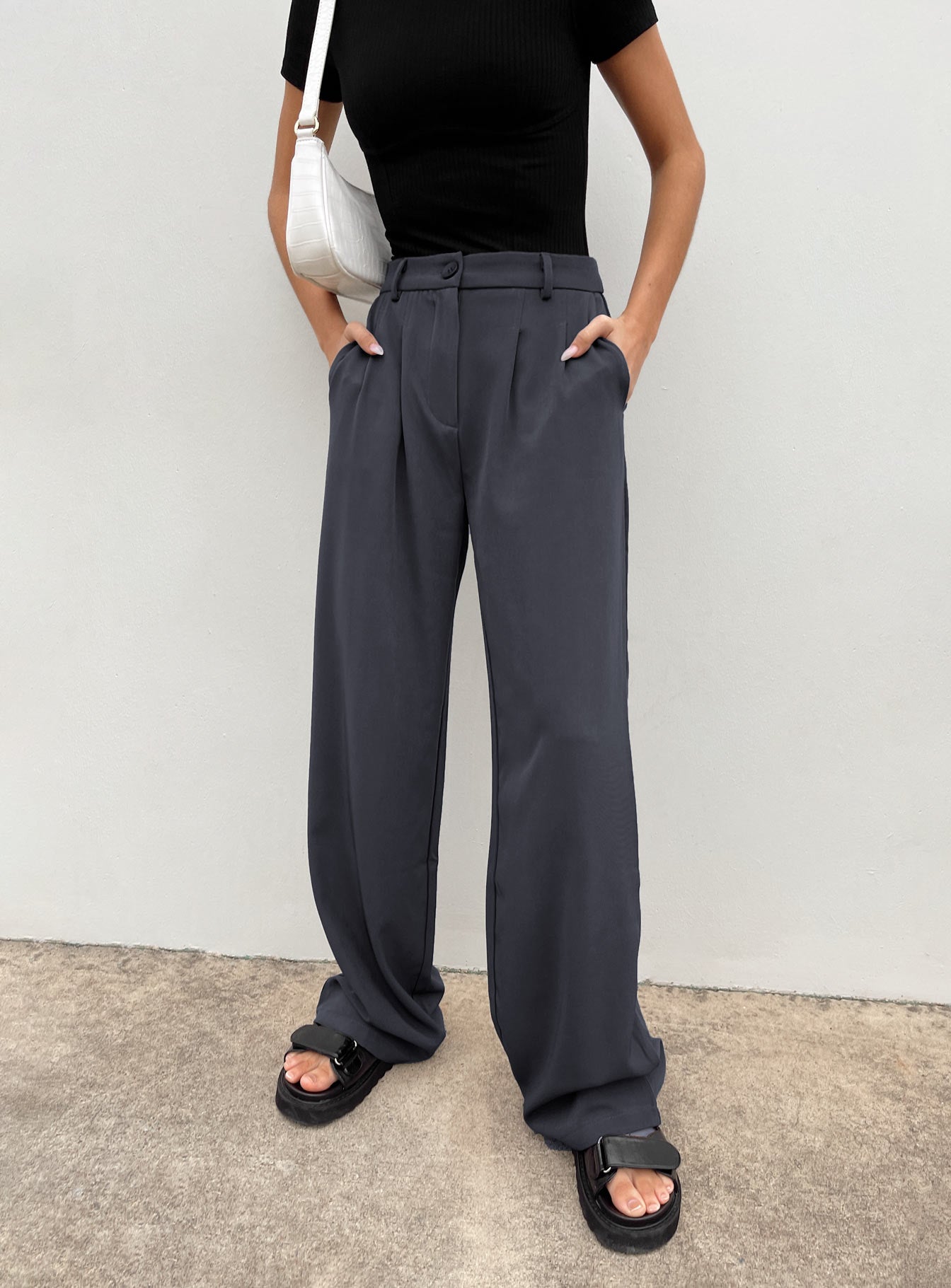 product Princess Polly High Waisted Pants  Archer Pants Slate Lower Impact