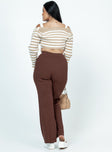 product Princess Polly High Waisted Pants  Allen Ribbed Pants Brown