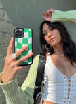 Avenue Check Textured iPhone Case Green / White