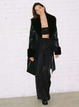 Brooklyn Faux Leather Long Coat Black