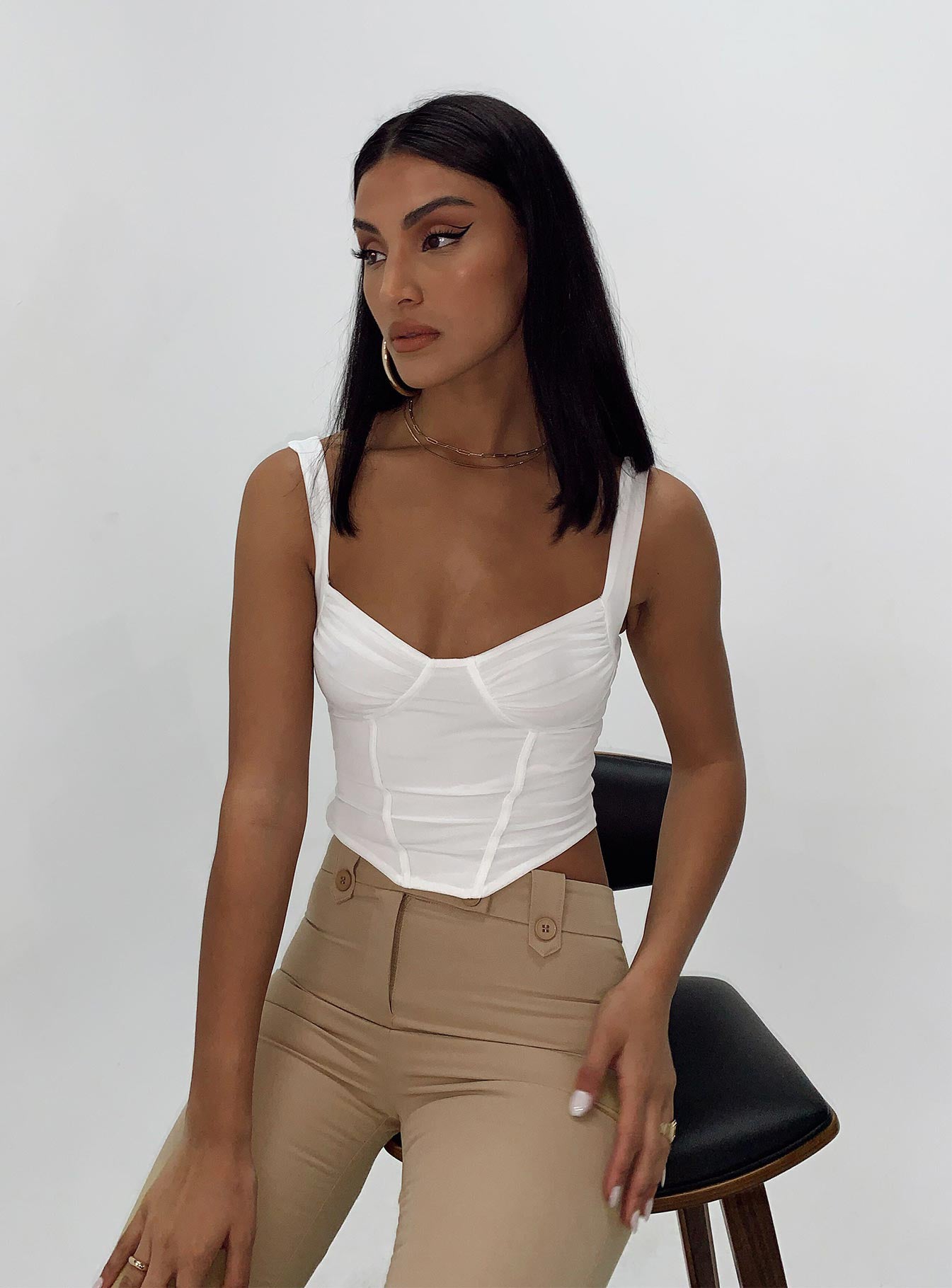 product Princess Polly Sleeveless Square Neck  Bruna Top White Low Impact