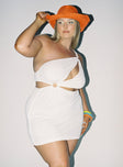 front view of model wearing Princess Polly Greater Power Mini Dress White Curve 