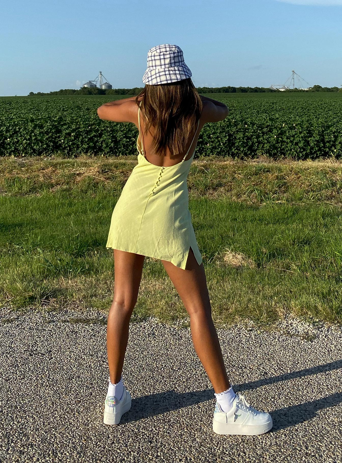 back view of model wearing Princess Polly Cheri Mini Dress Green 