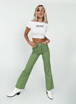 front view of model wearing Princess Polly Carson Pants Green 