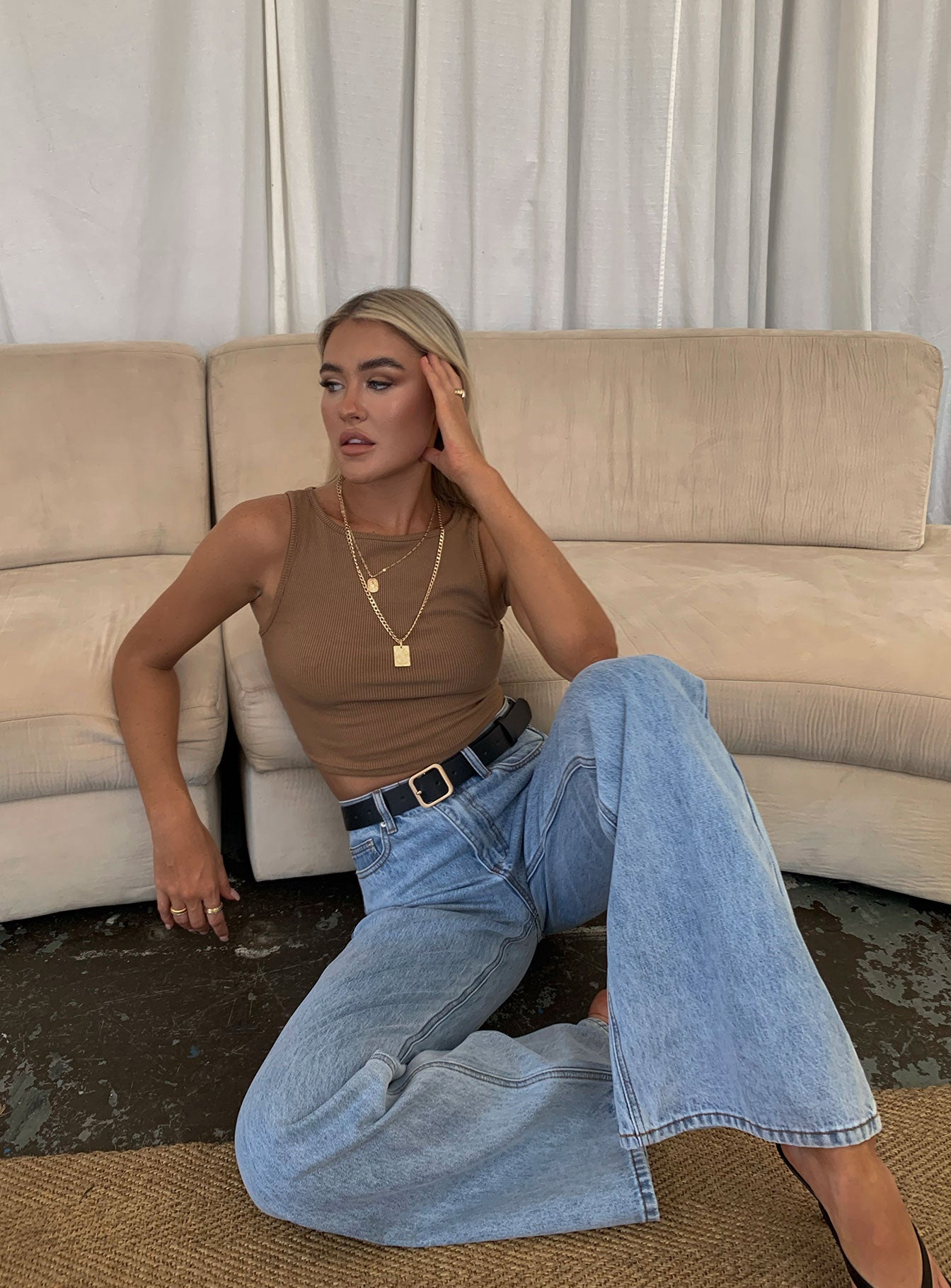 product Princess Polly Sleeveless Square Neck  Darlington Crop Top Brown