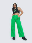 front view of model wearing Princess Polly Denver Denim Jeans Green Mid Rise 