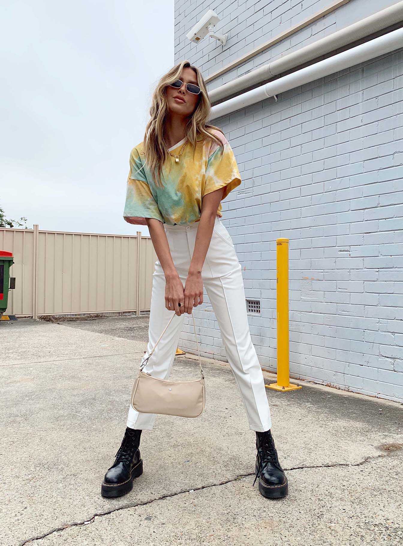 front view of model wearing Princess Polly Encore Pants White 