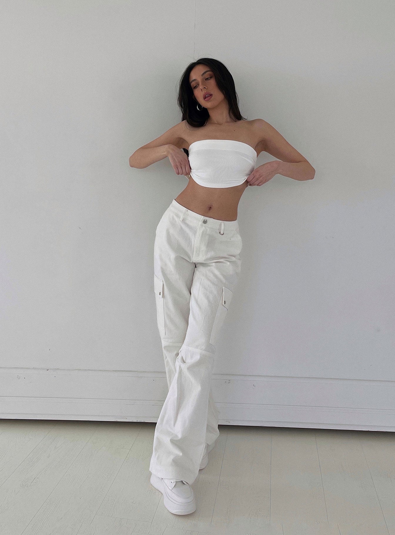 Petite white clearance cargo pants