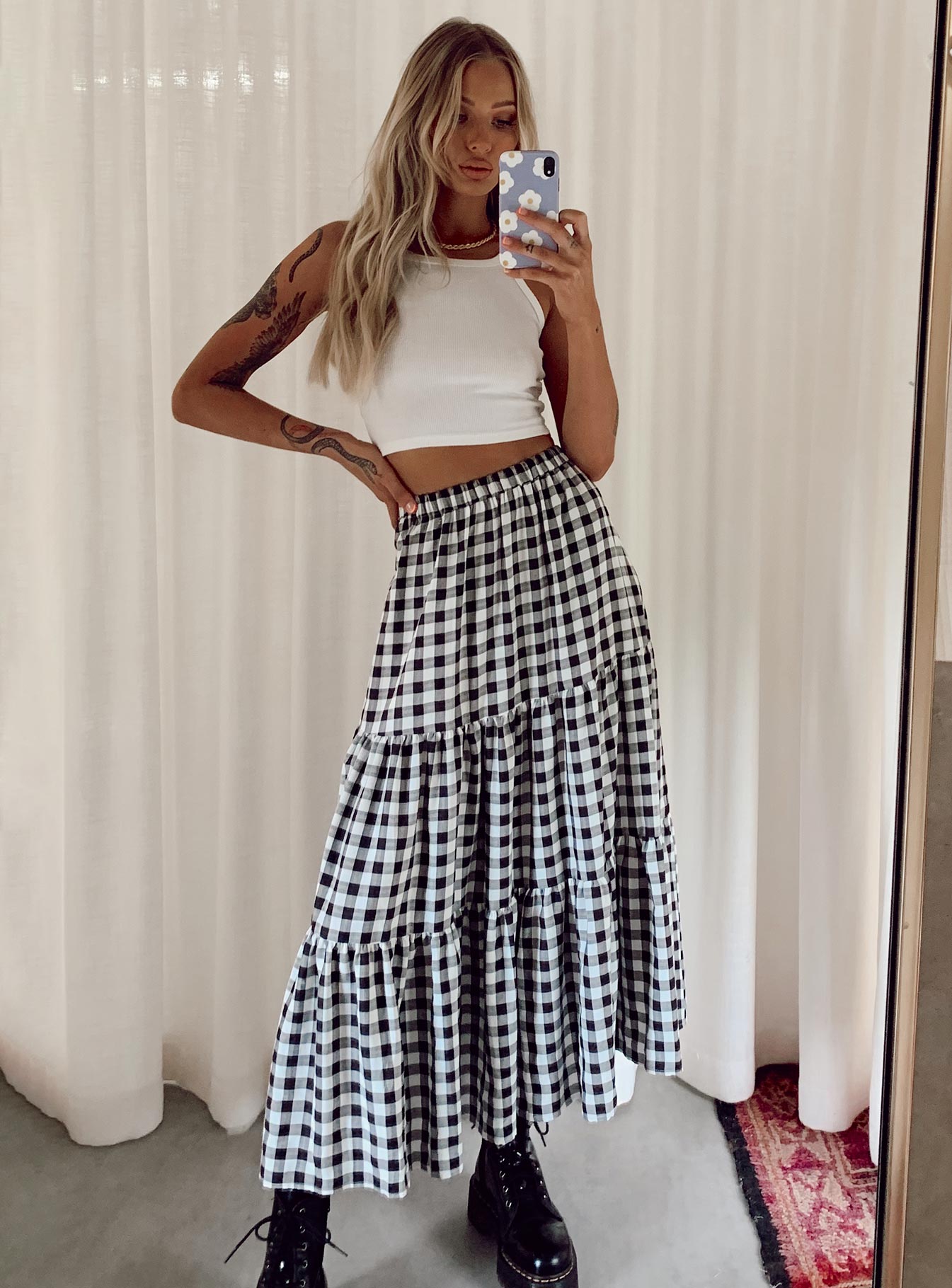 Hale Midi Skirt Black White