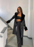 Brooklyn Faux Leather Long Coat Black