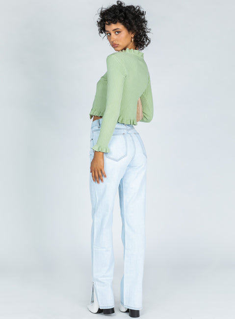 back view of model wearing Princess Polly Alabama Jean Light Blue Denim High Waisted 