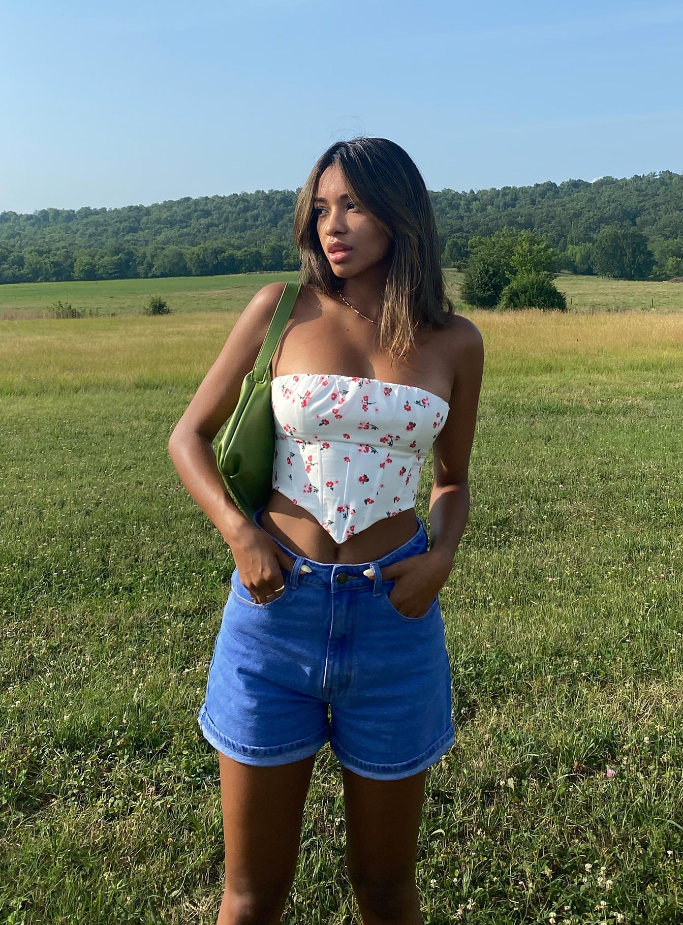 product The Swalla Shorts Blue Denim Princess Polly Low Rise Shorts 