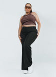 front view of model wearing Princess Polly Jensen Pants Black Curve 