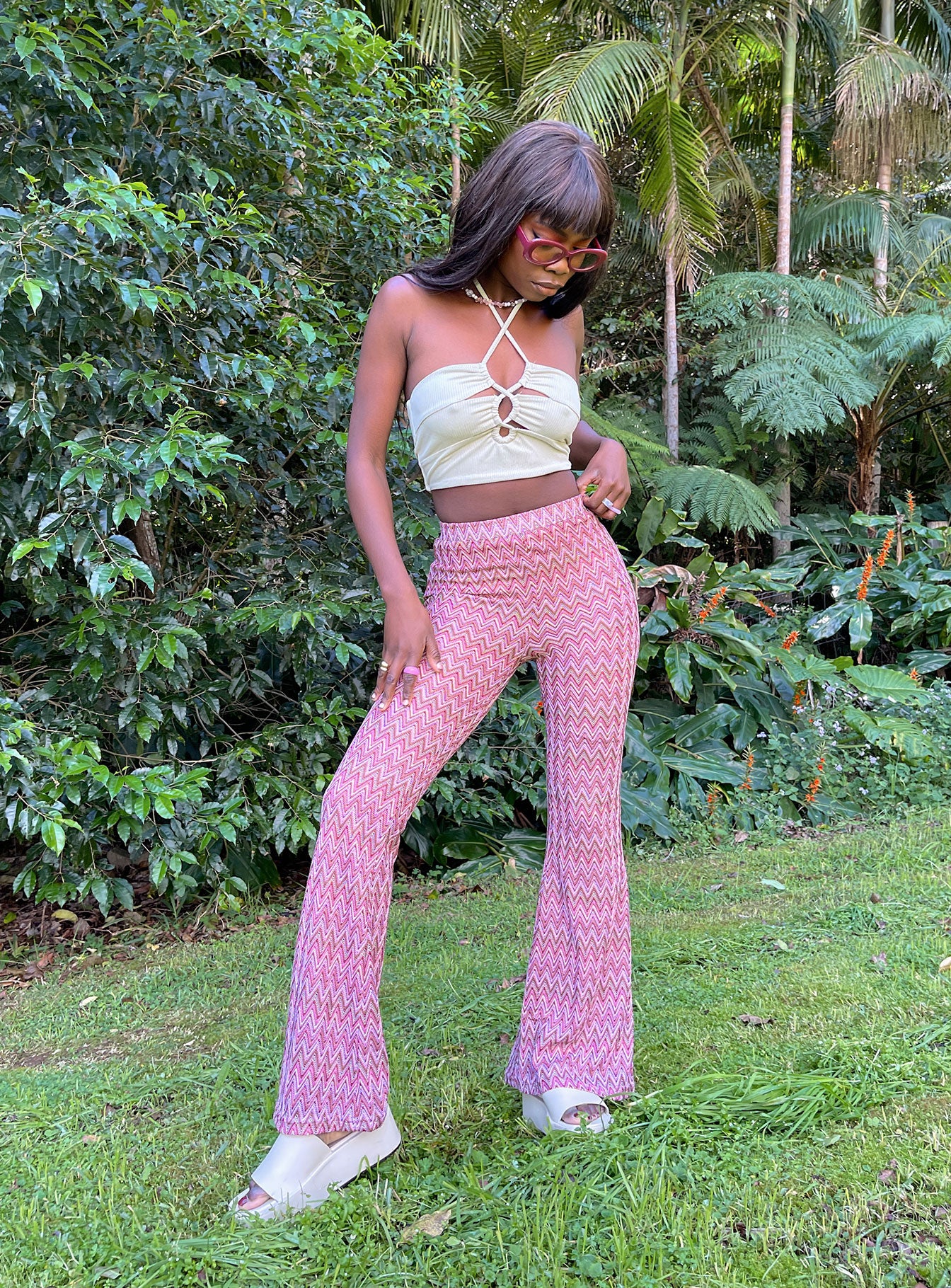Blush Pink Bell Bottom Pants – beSOLiD