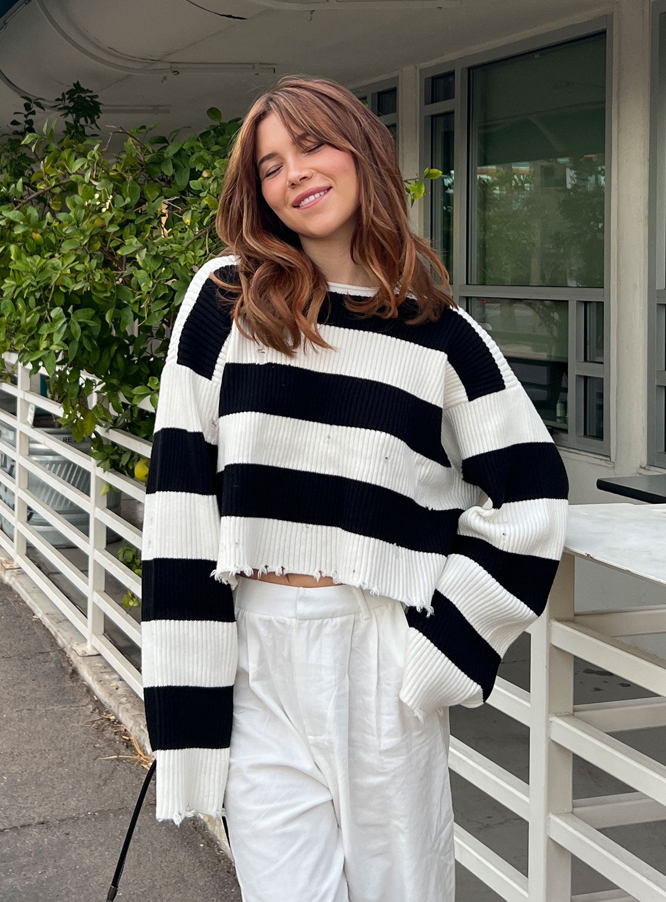 Black and clearance white sweater