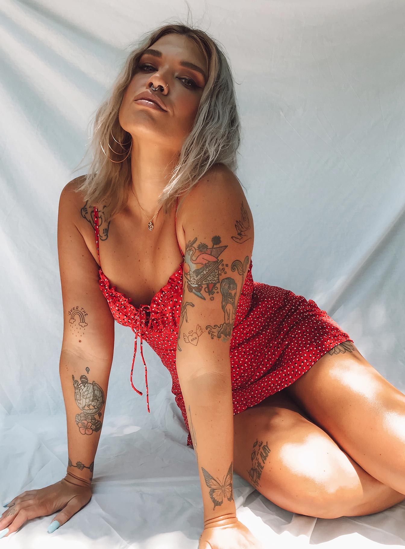 Love Birds Mini Dress Red Love Birds Mini Dress Red