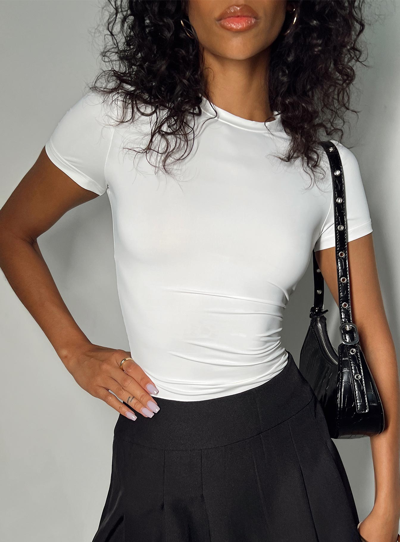 product Princess Polly Short Sleeves Square Neck  Lowell Top White