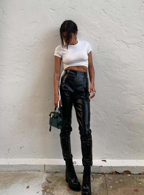 back view of model wearing Princess Polly Lyra Pants Black 