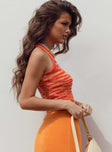 side view of model wearing Princess Polly Leo Knit Top Orange 