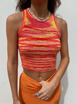 front view of model wearing Princess Polly Leo Knit Top Orange 