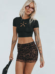   front view of model wearing Princess Polly Lidya Ultra Micro Mini Skirt Leopard 