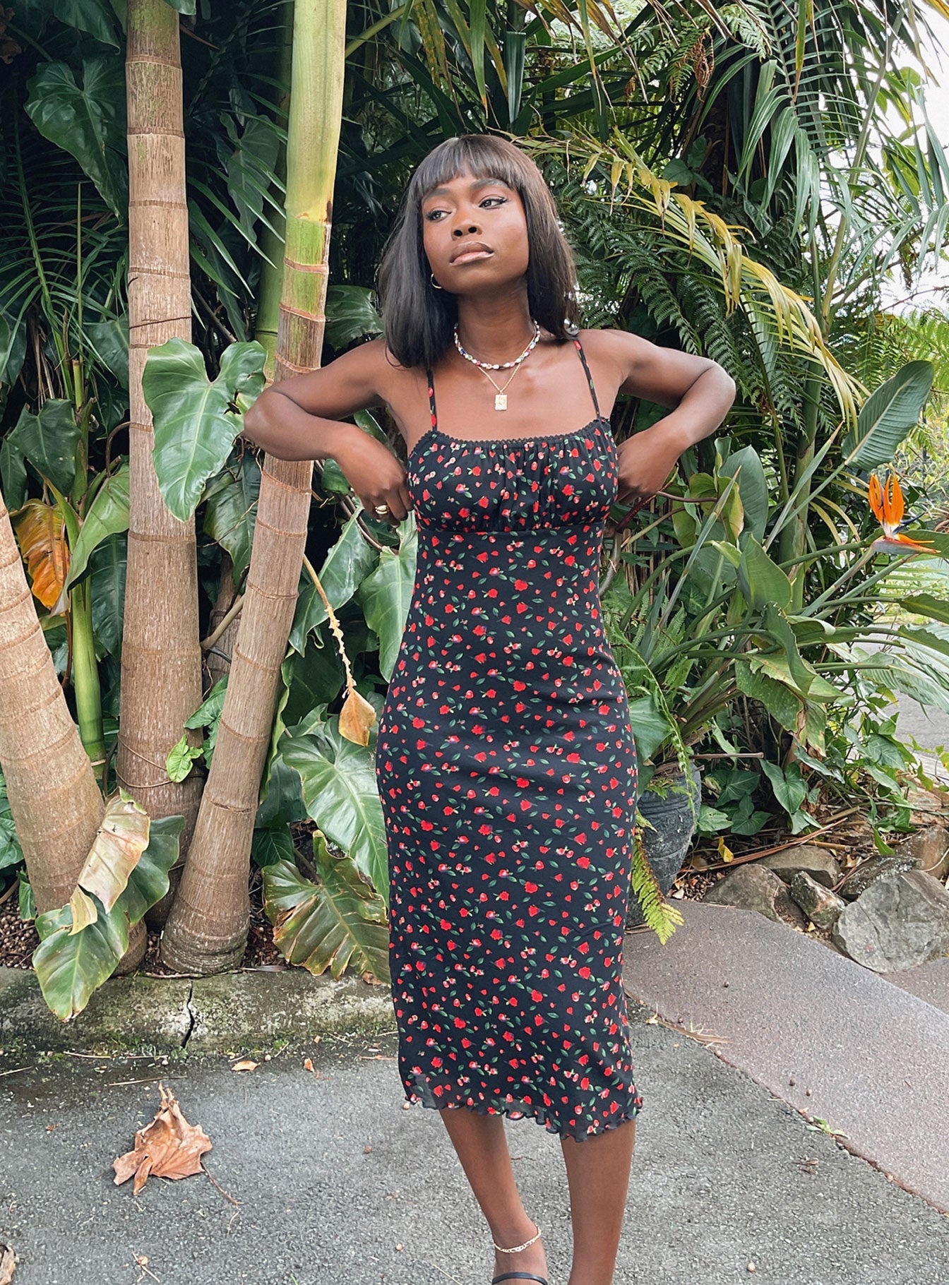 front view of model wearing Princess Polly Marlee Midi Dress 