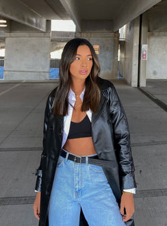 front view of model wearing Princess Polly Motel Guanna Top Black 