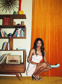 back view of model wearing Princess Polly Molina Mini Dress Blush 