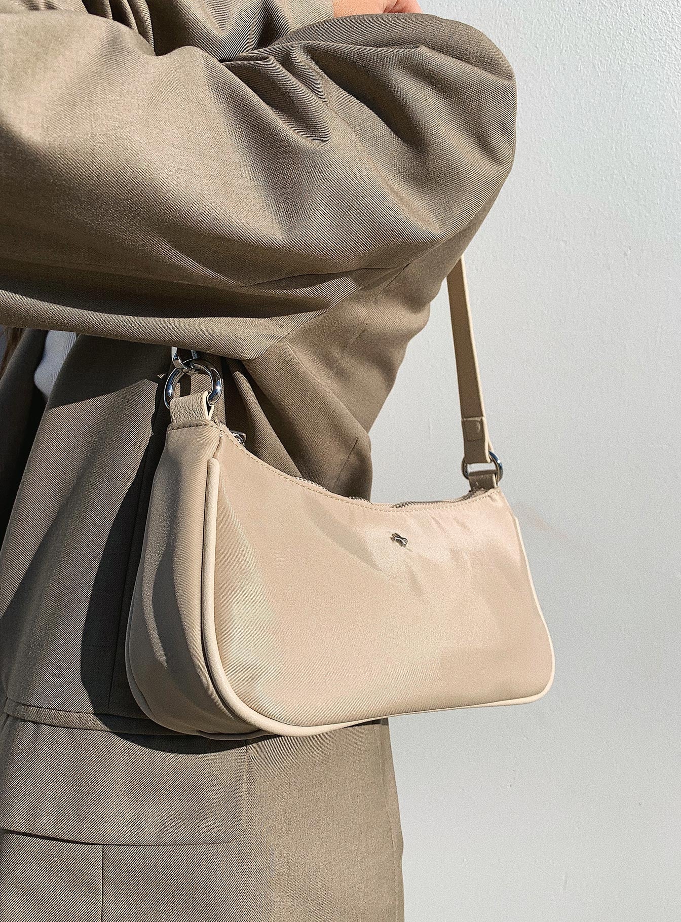 Peta & Jain Piper Bag Beige Nylon Silver Hardware