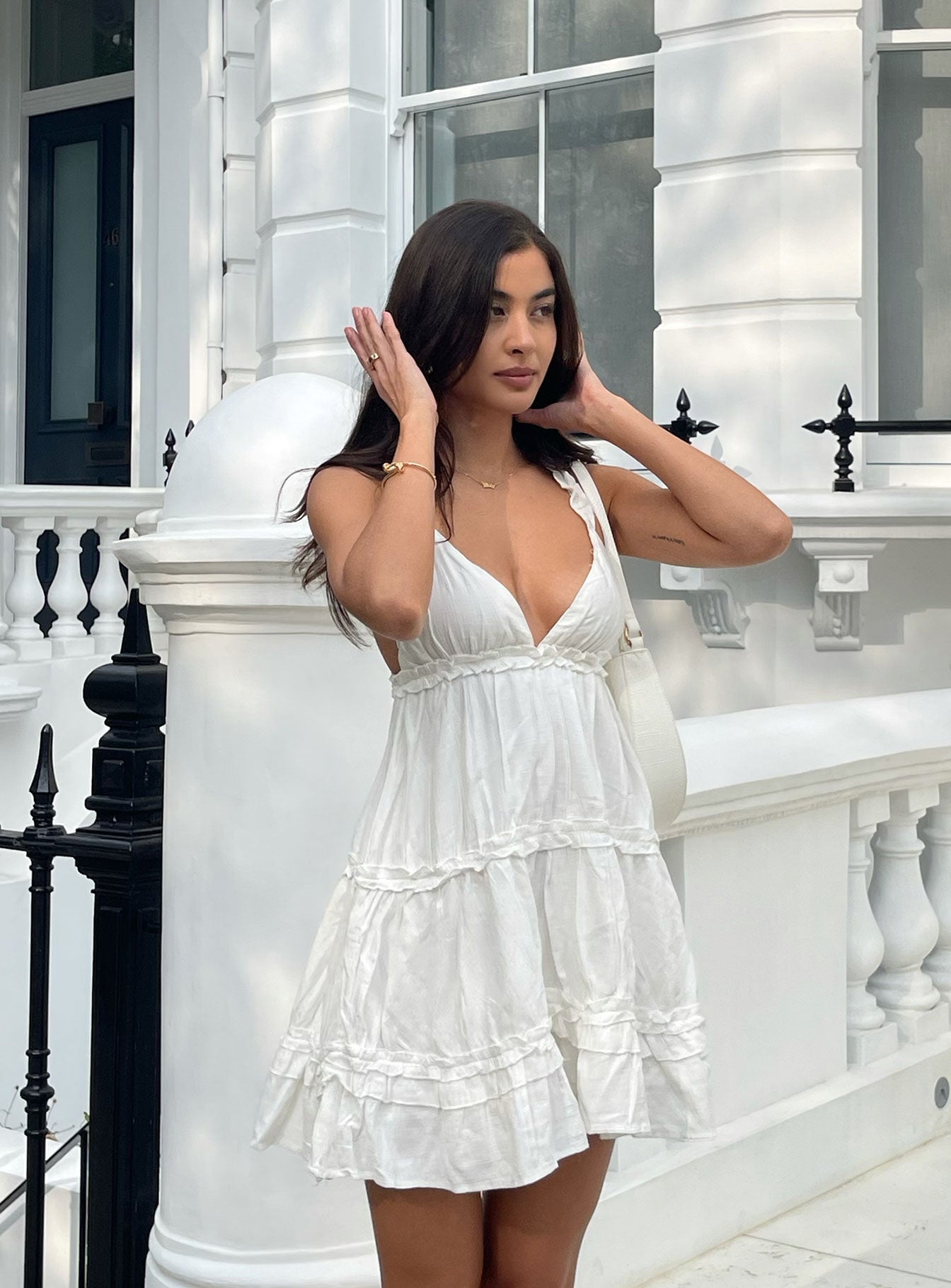 White Party Dress Ruffle Baptist Sleeve Dress Swing Skirt Fit and Flare popular white Sundress Vintage Inspired Prom Dress White Summer Dress -Alita