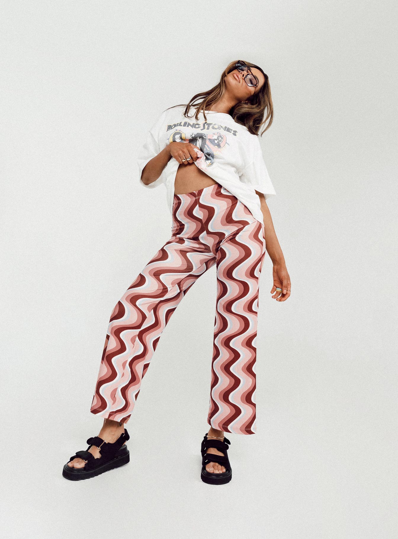 product Princess Polly High Waisted Pants  Retro Lights Pants Brown