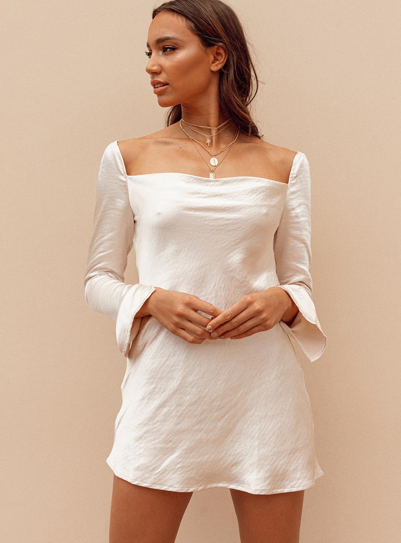 product Princess Polly Sweetheart Neckline  Star Power Mini Dress Champagne