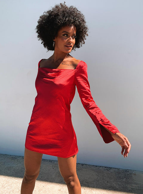 front view of model wearing Princess Polly Star Power Mini Dress Red 