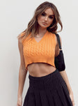 Sydney Cropped Sweater Vest Orange