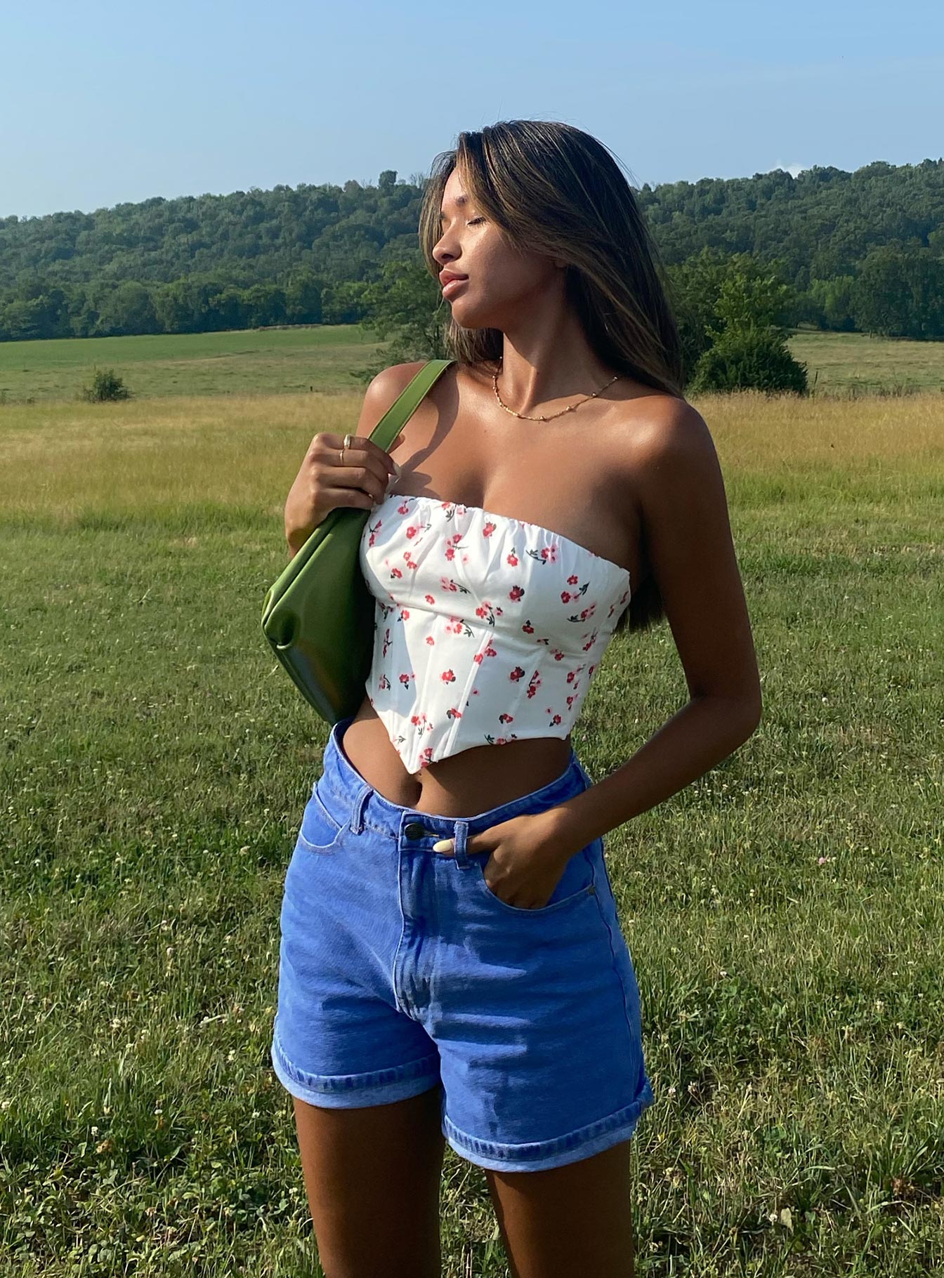 product The Swalla Shorts Blue Denim Princess Polly Low Rise Shorts 