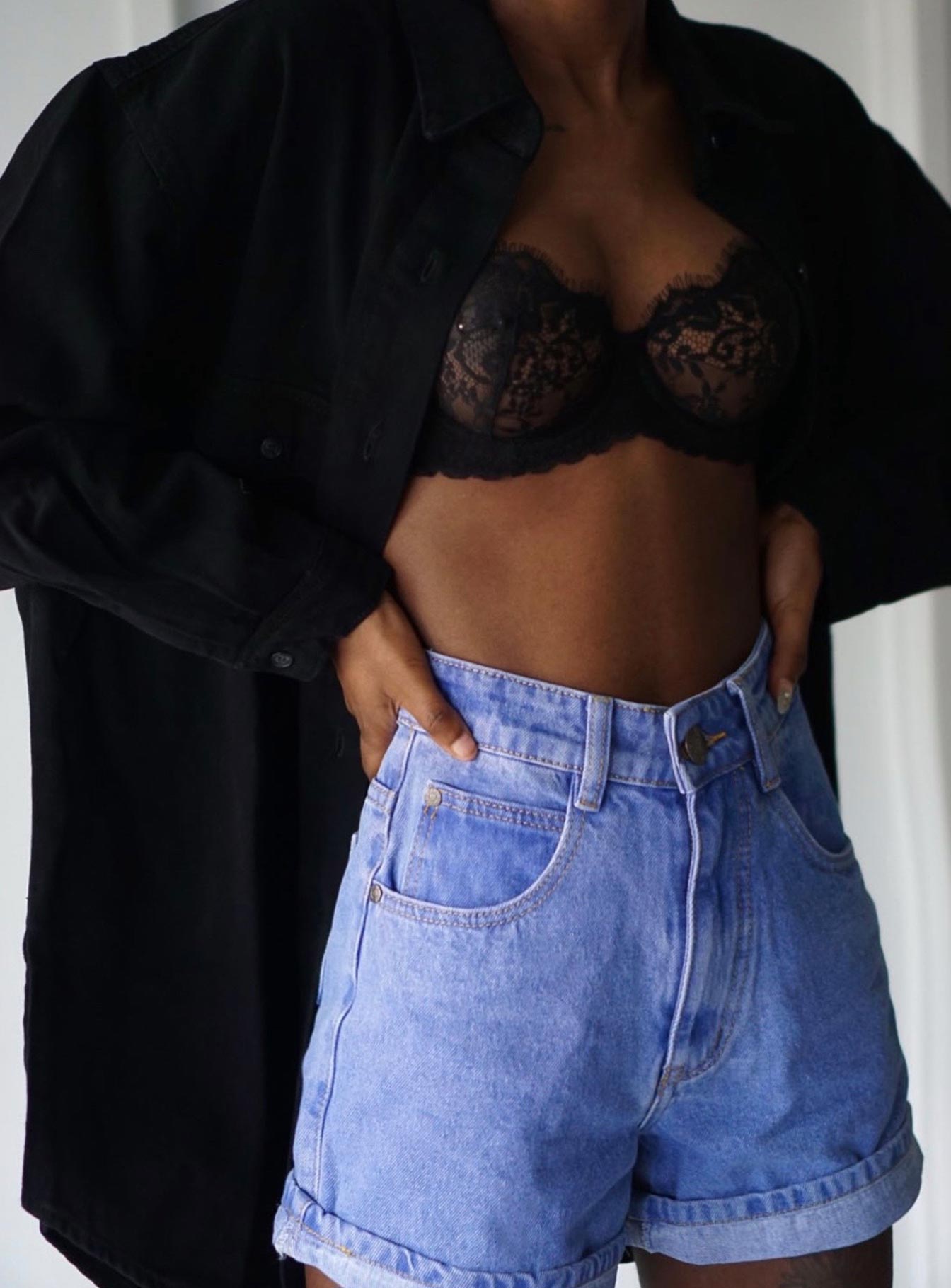 product The Swalla Shorts Blue Denim Princess Polly Low Rise Shorts 