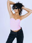 Front view of model wearing  front Princess Polly Sleeveless Sweetheart  Tenley Strapless Top Pink