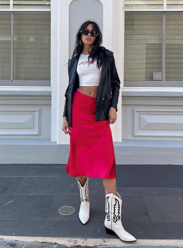 Layering with a Red Midi Skirt