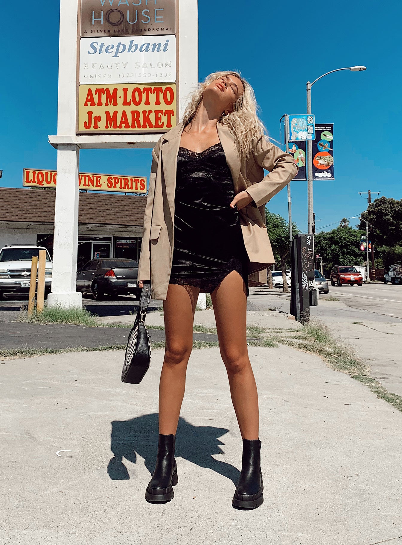 product Princess Polly Square Neck  Motel Coti Mini Dress Black Rose Flock