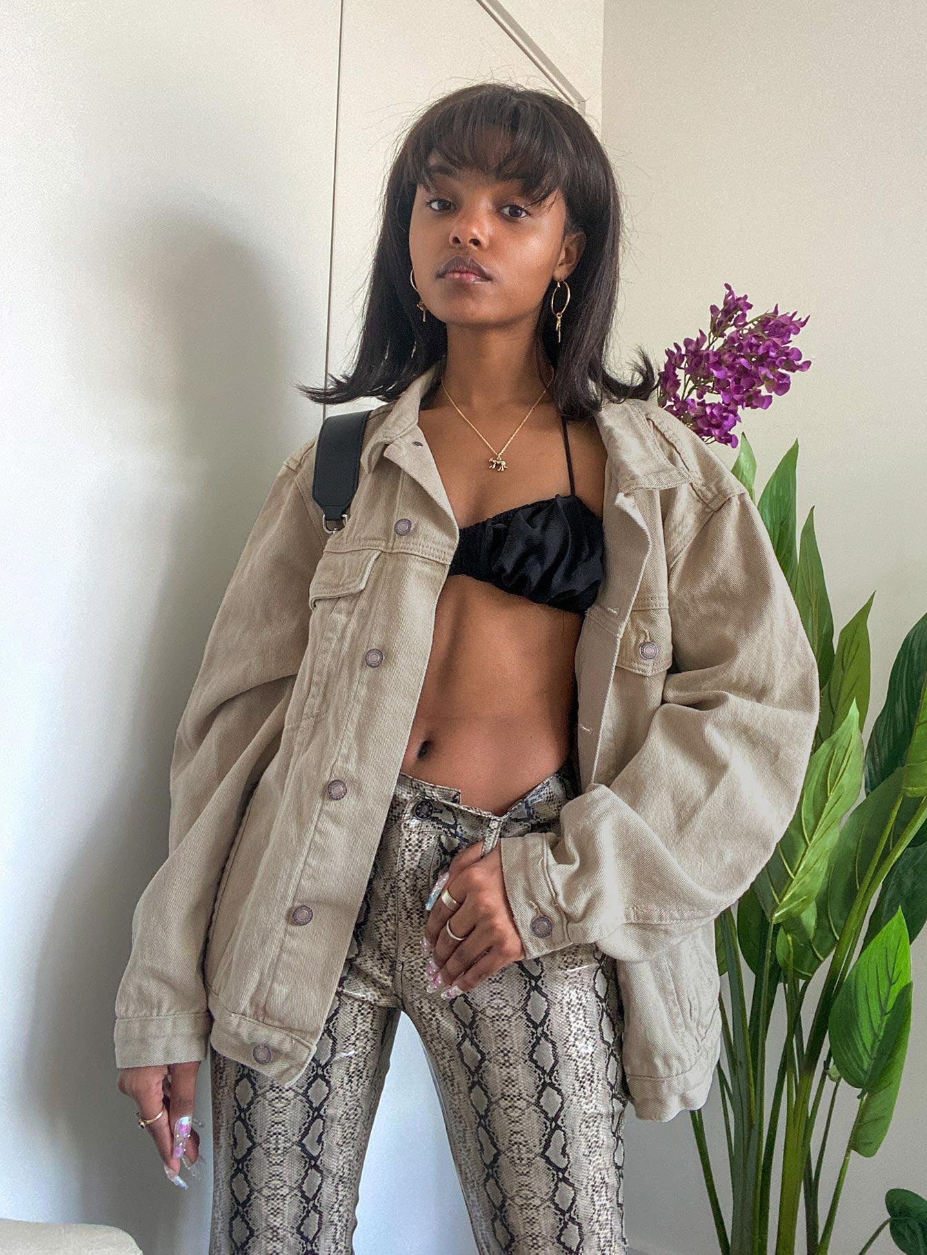 Western Denim Jacket Beige