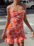 Princess Polly Sweetheart Neckline  Yara Mini Dress Orange Multi