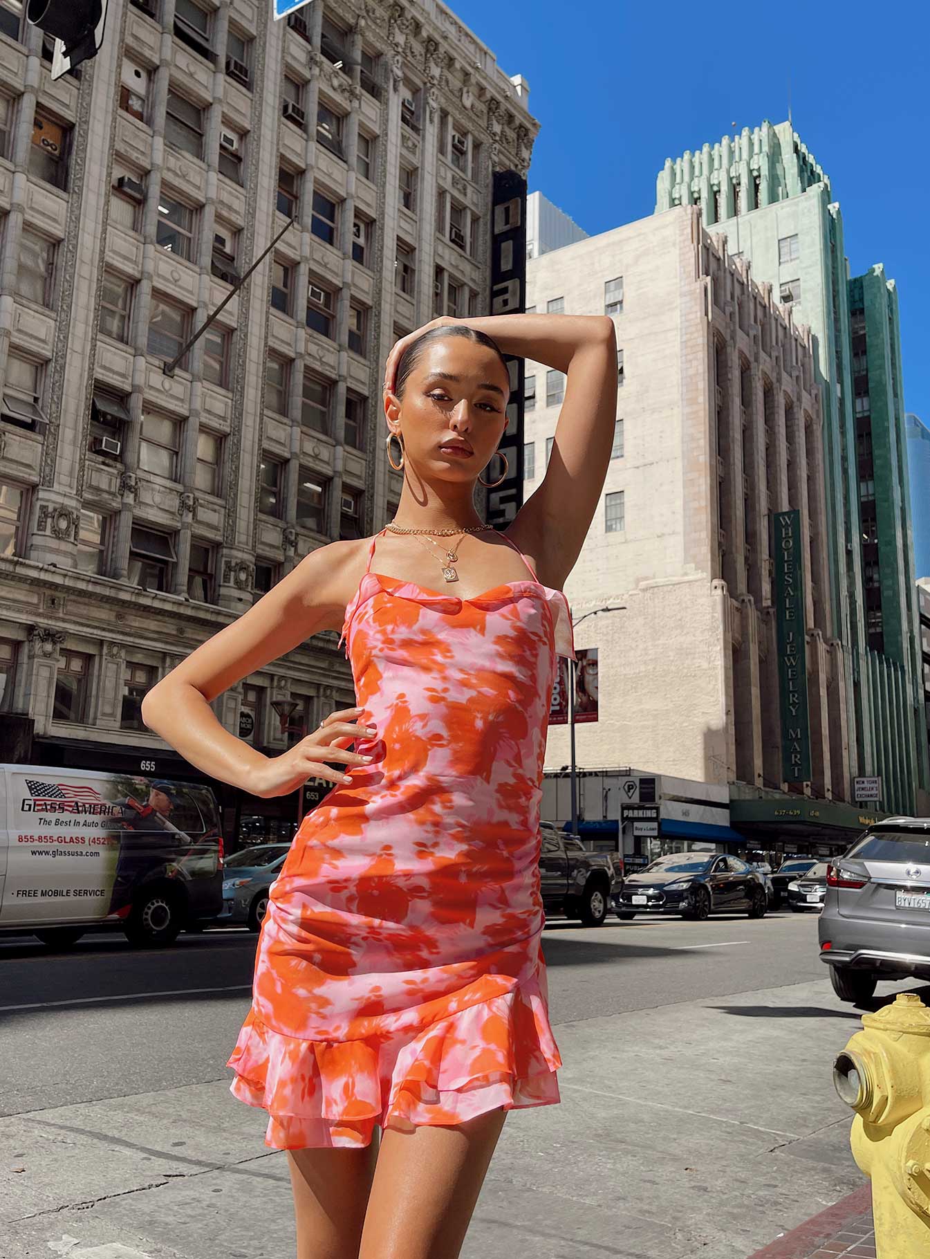 product Princess Polly Cowl Neck  Yara Mini Dress Orange Multi