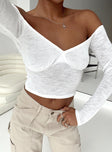 product Princess Polly Full Sleeves V-Neck  Zelda Off The Shoulder Top Ivory