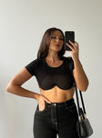 Princess Polly  Becca Short Sleeve Crop Top Black