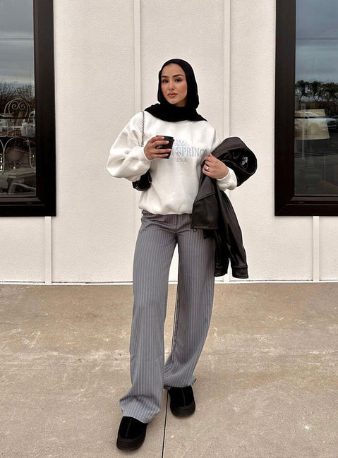 product Princess Polly High Waisted Pants  Archer Pants Pinstripe Grey